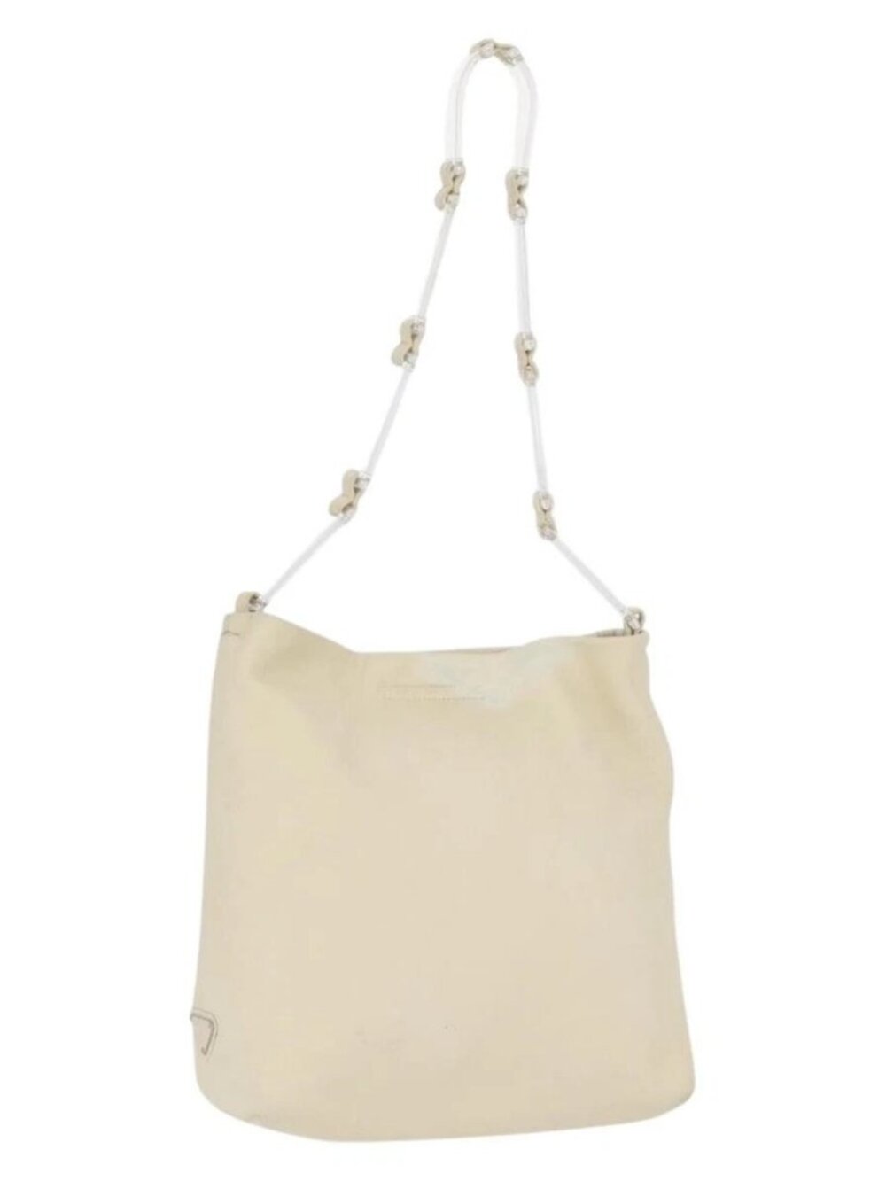 PRADA Shoulder Bag Leather plastic Ivory Clear Auth 173573